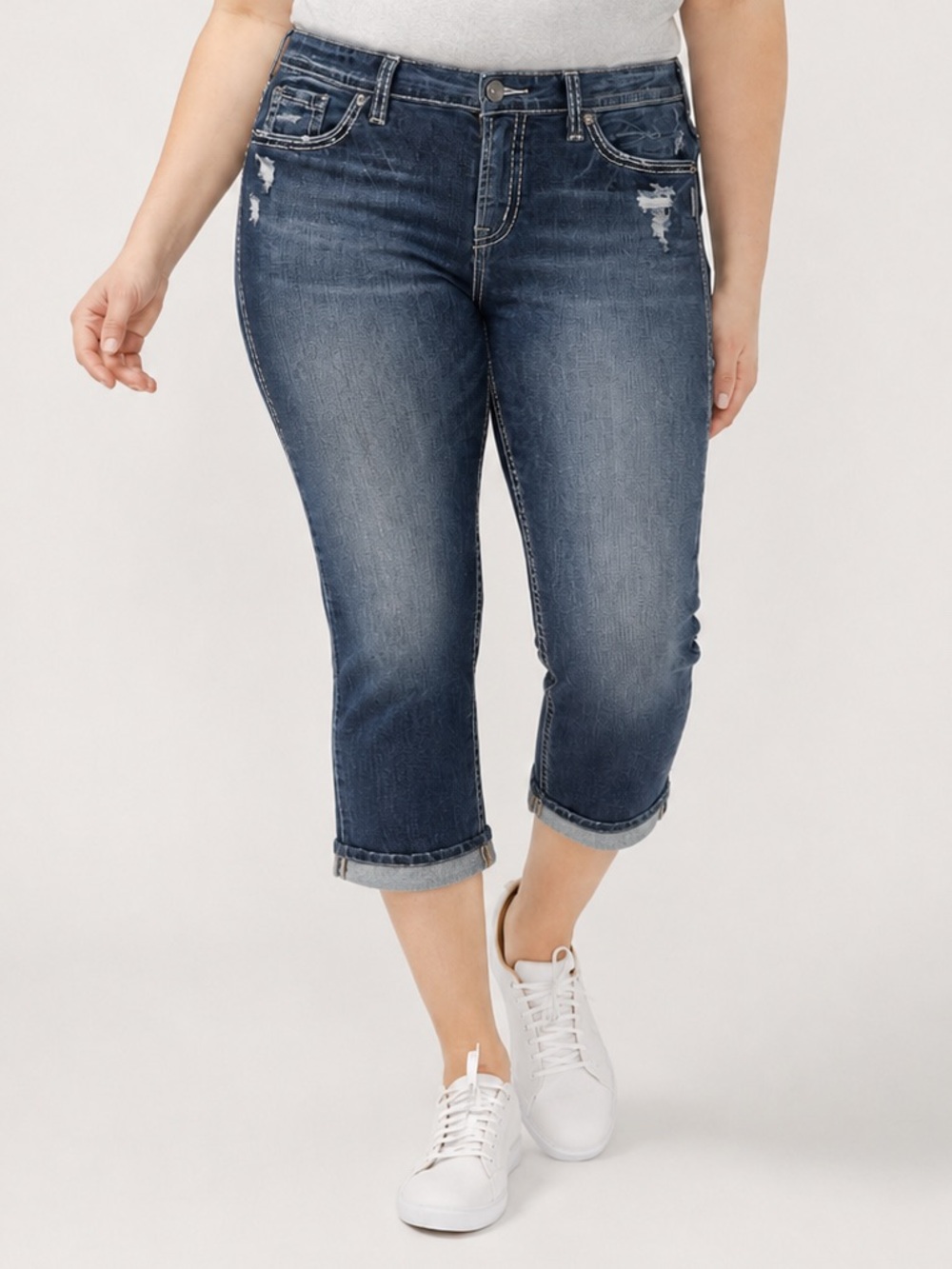 Silver Jeans Suki Capri Jeans Plus Size 14 Dark Wash Mid Rise